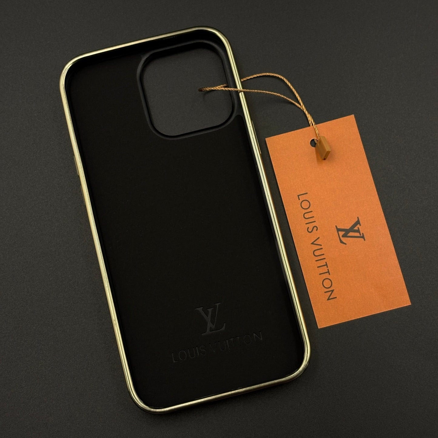Gold Chrome Border Luxury Fashion Brand Monogram Case for iPhone