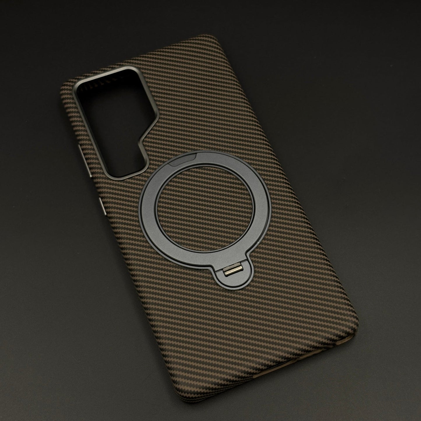 Carbon Fibre Case with Rotating Stand & MagSafe for Samsung Galaxy S25 Ultra | Protective Cover