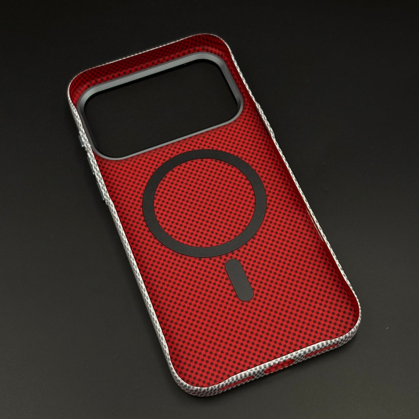 Pearl White Carbon Fibre Feel Hidden MagSafe Mobile Case Cover for iPhone 17 Series | Slim Protective Shell