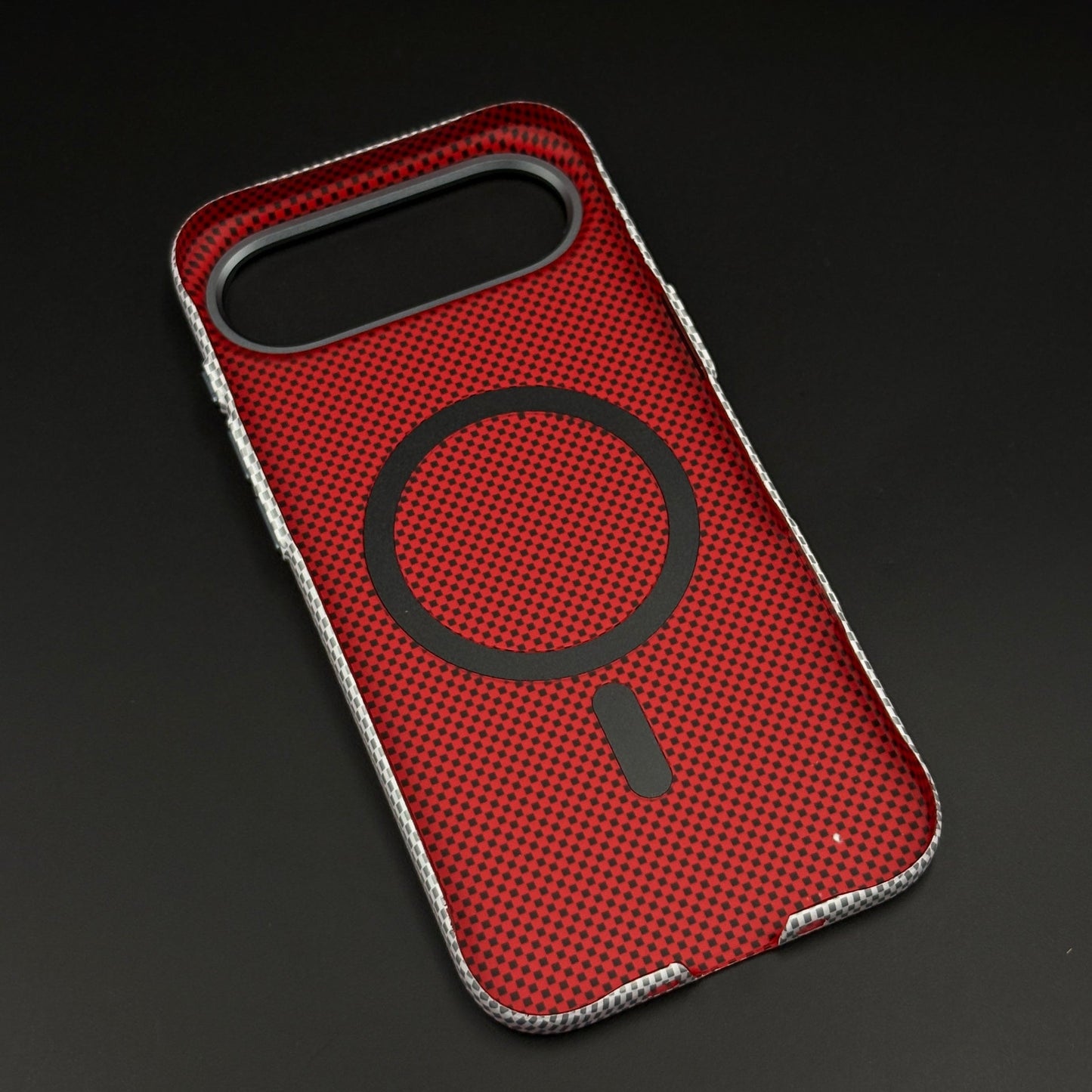 Pearl White Carbon Fibre Feel Hidden MagSafe Mobile Case Cover for iPhone 17 Air | Slim Protective Shell