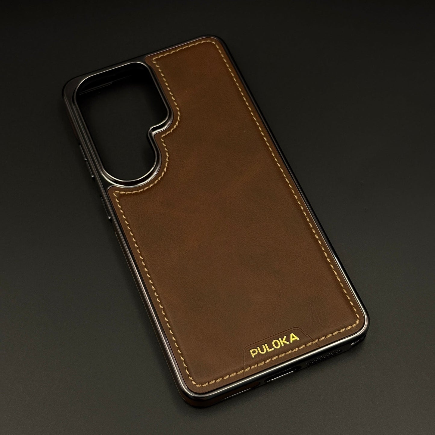 Stitch Leather Hidden MagSafe Case for Samsung Galaxy S26 Ultra | Chrome Trim Luxury