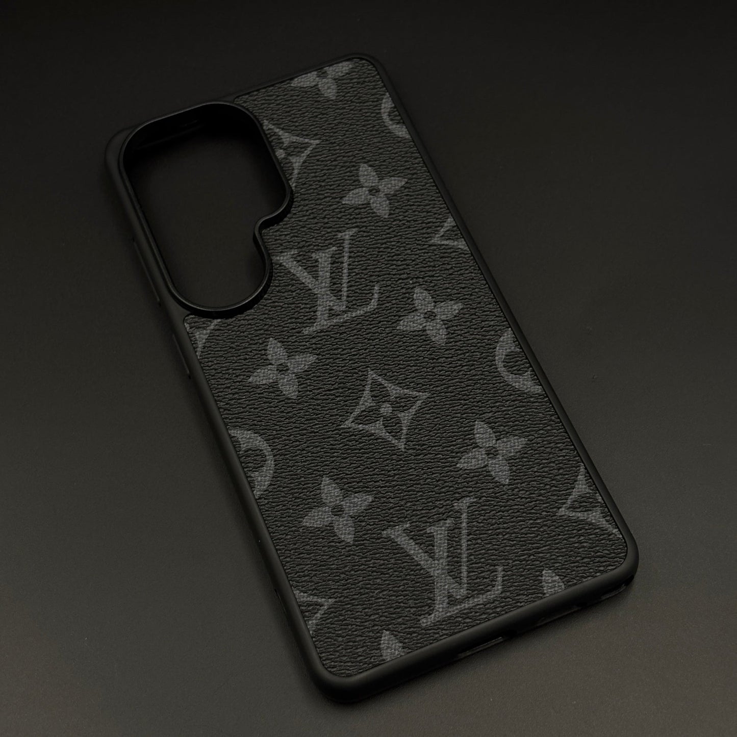 Luxury Brand Black Border PU Leather Case for Samsung Galaxy S26 Ultra | Designer Protective Cover