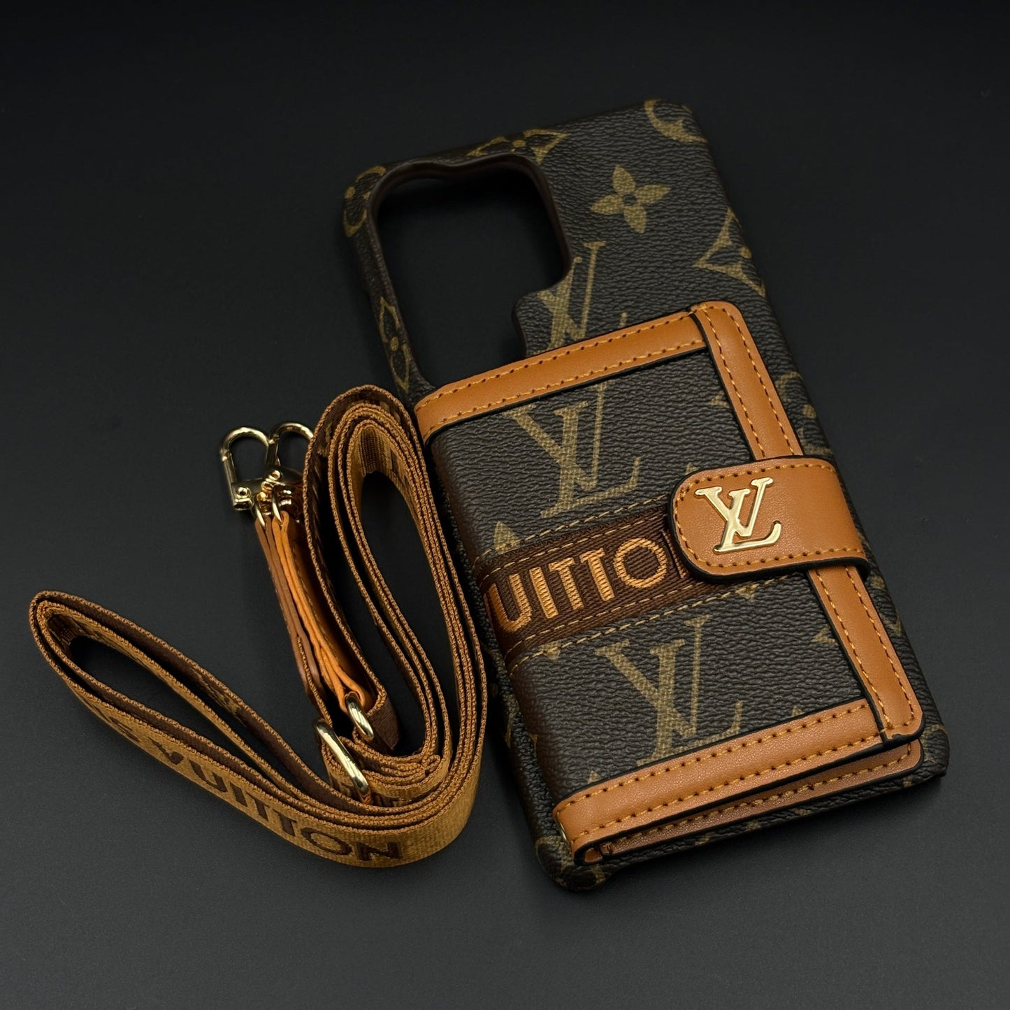 Luxury Brand Wallet Cardholder Leather Case with Crossbody Sling for Samsung Galaxy S26 Ultra