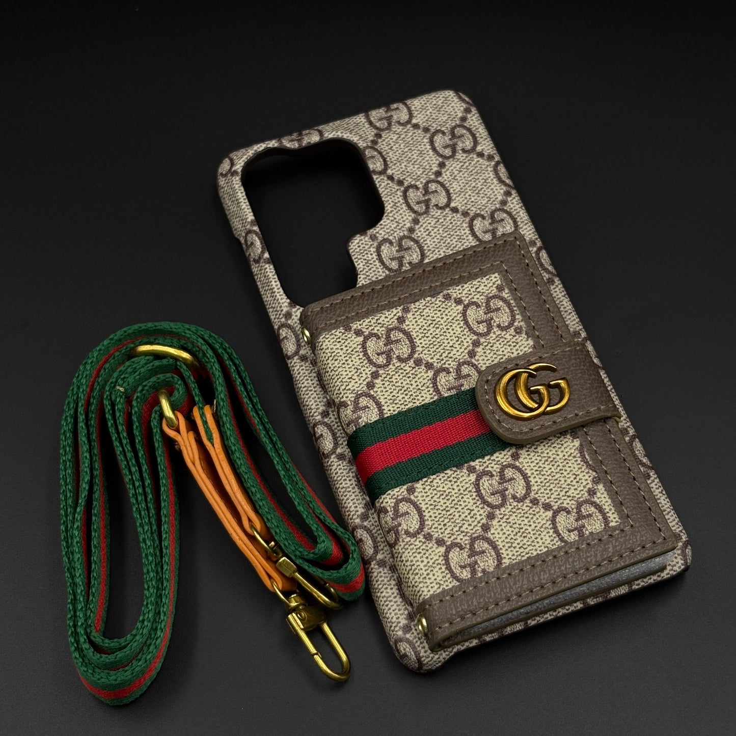 Luxury GG Wallet Case with Sling for Samsung Galaxy S26 Ultra | Crossbody Strap | Card Holder