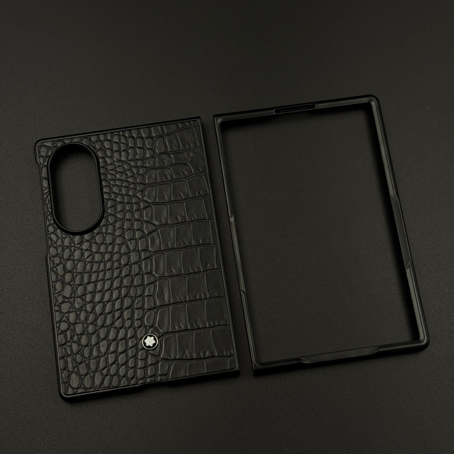 Croc Pattern MB Logo Case for Samsung Galaxy Z Fold 8 | Luxury Embossed Leather Protection