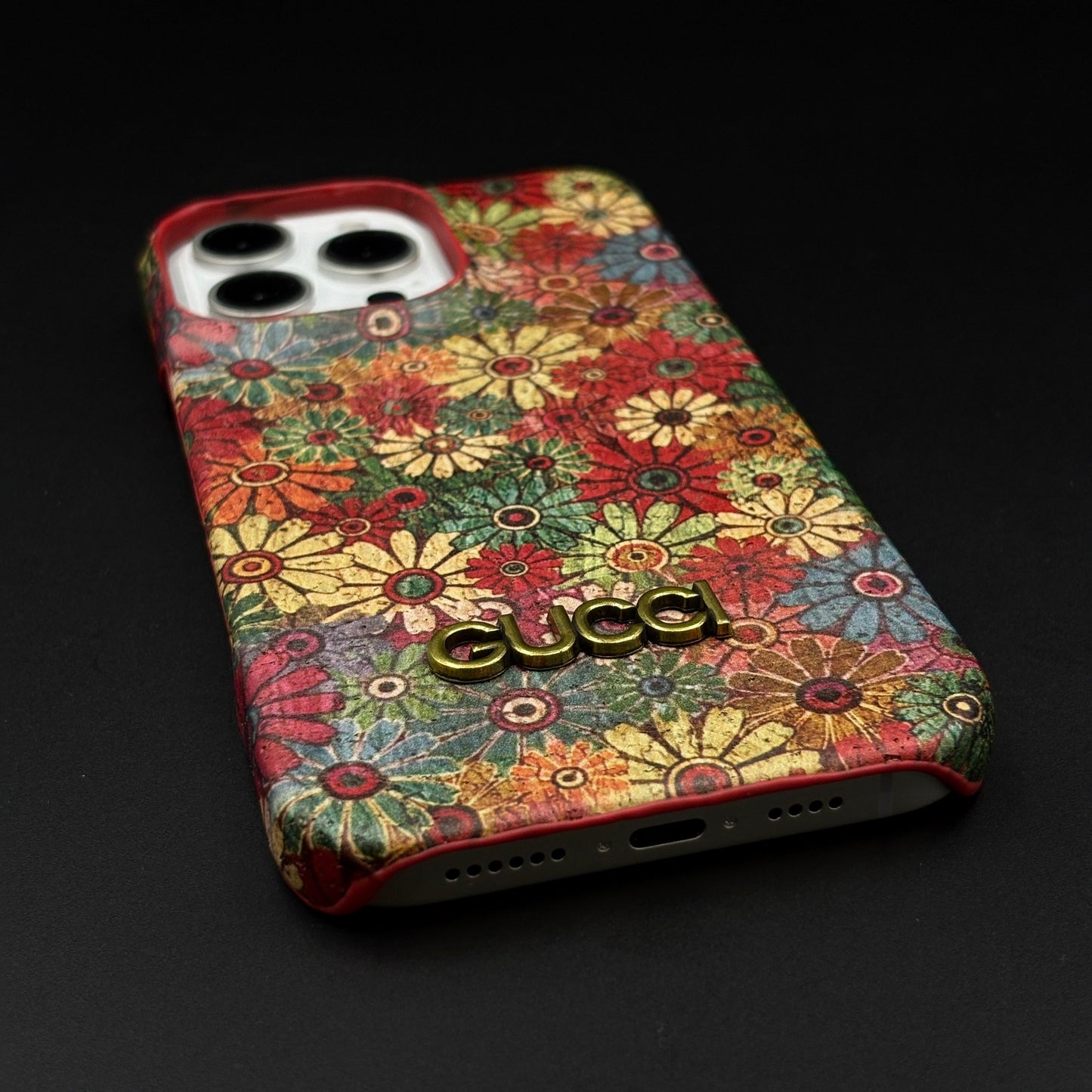 GG Vintage Floral Leather Case for iPhone Series | Luxury Designer Cover