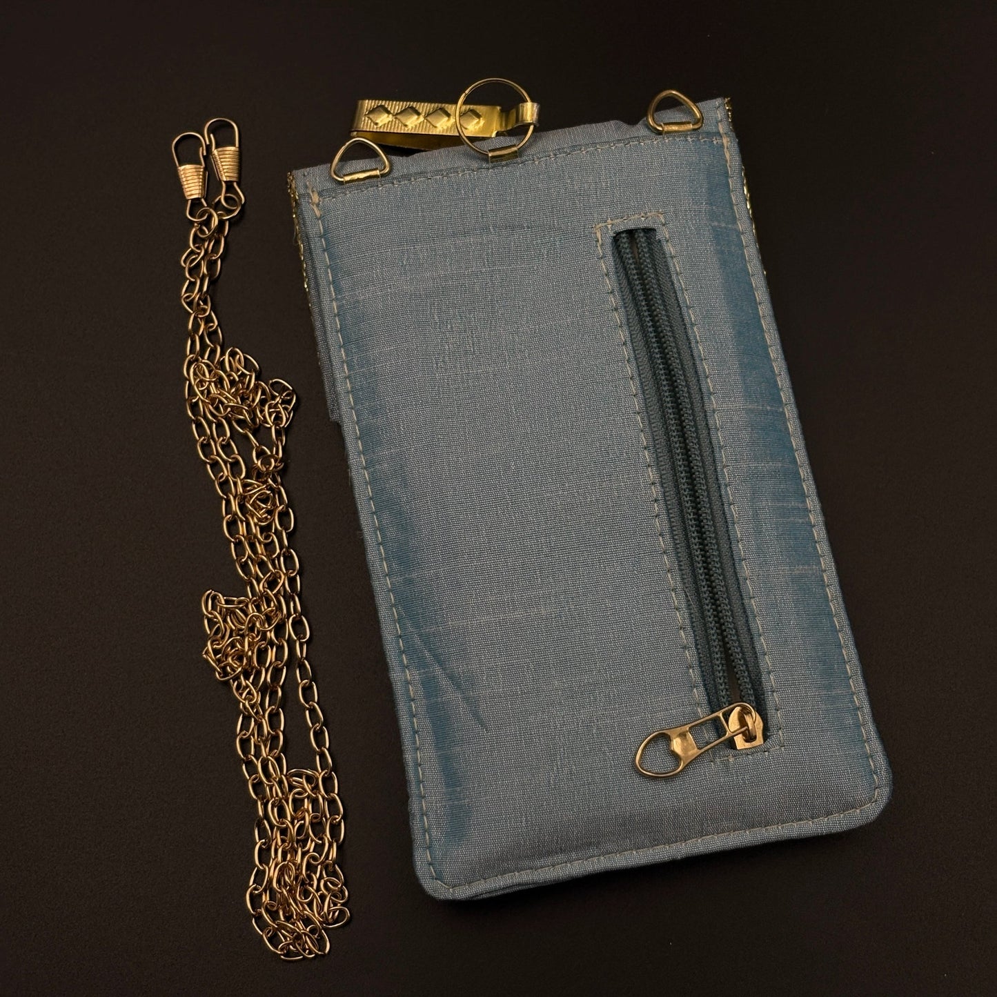 Festive Raksha Bandhan Blue Blossom Vine Universal Mobile Pouch with Sling