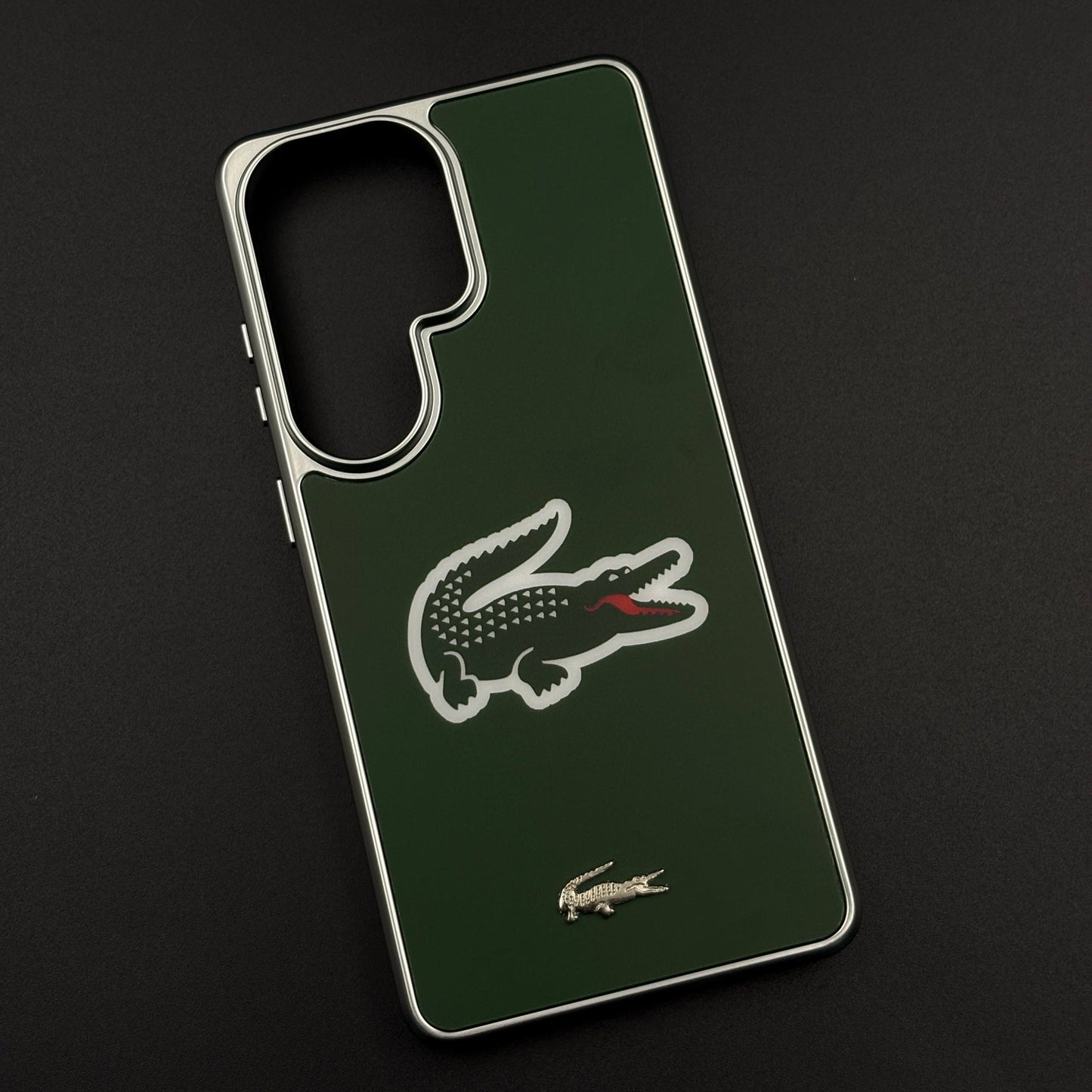 Luxury Lifestyle Brand Croc-Metallic Emblem Case with Metallic Frame for Samsung Galaxy S26 Ultra