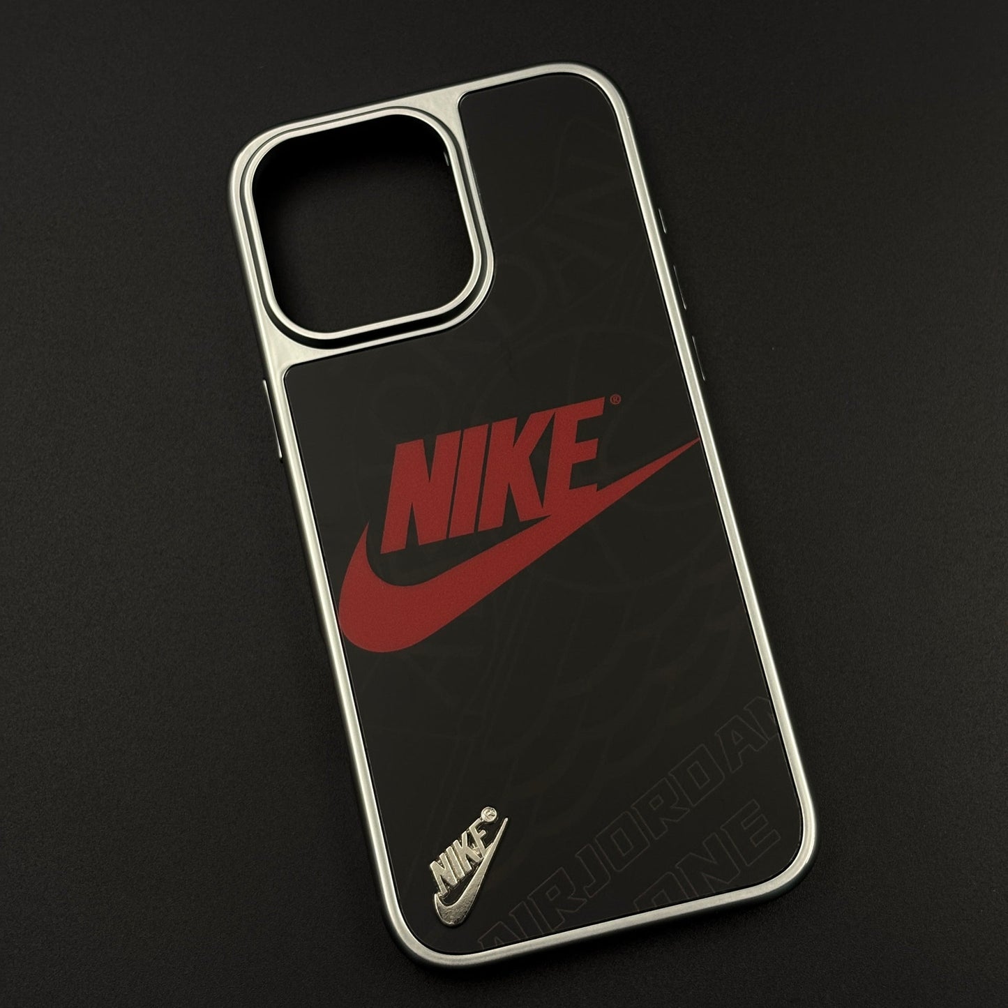 Luxury Sport Brand Black Case with Metallic Emblem for iPhone 16 Pro Max