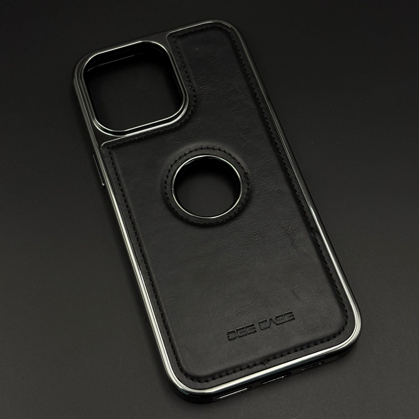 Leather Logo Cut Stitched Mobile Case Cover for iPhone