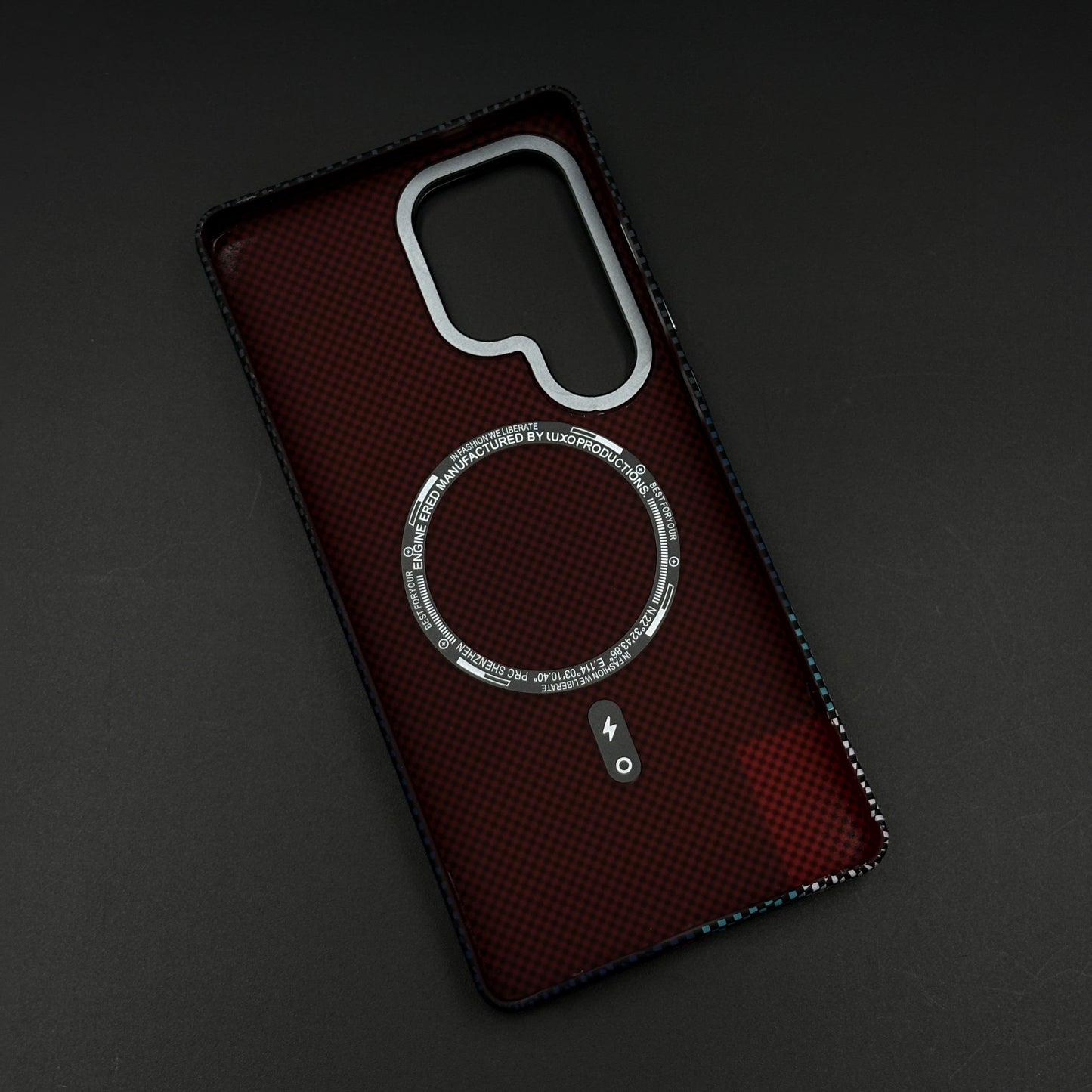 Blue Block Aramid Case with Hidden MagSafe for Samsung Galaxy S25 Ultra | Camera Kickstand | Carbon Fibre Feel