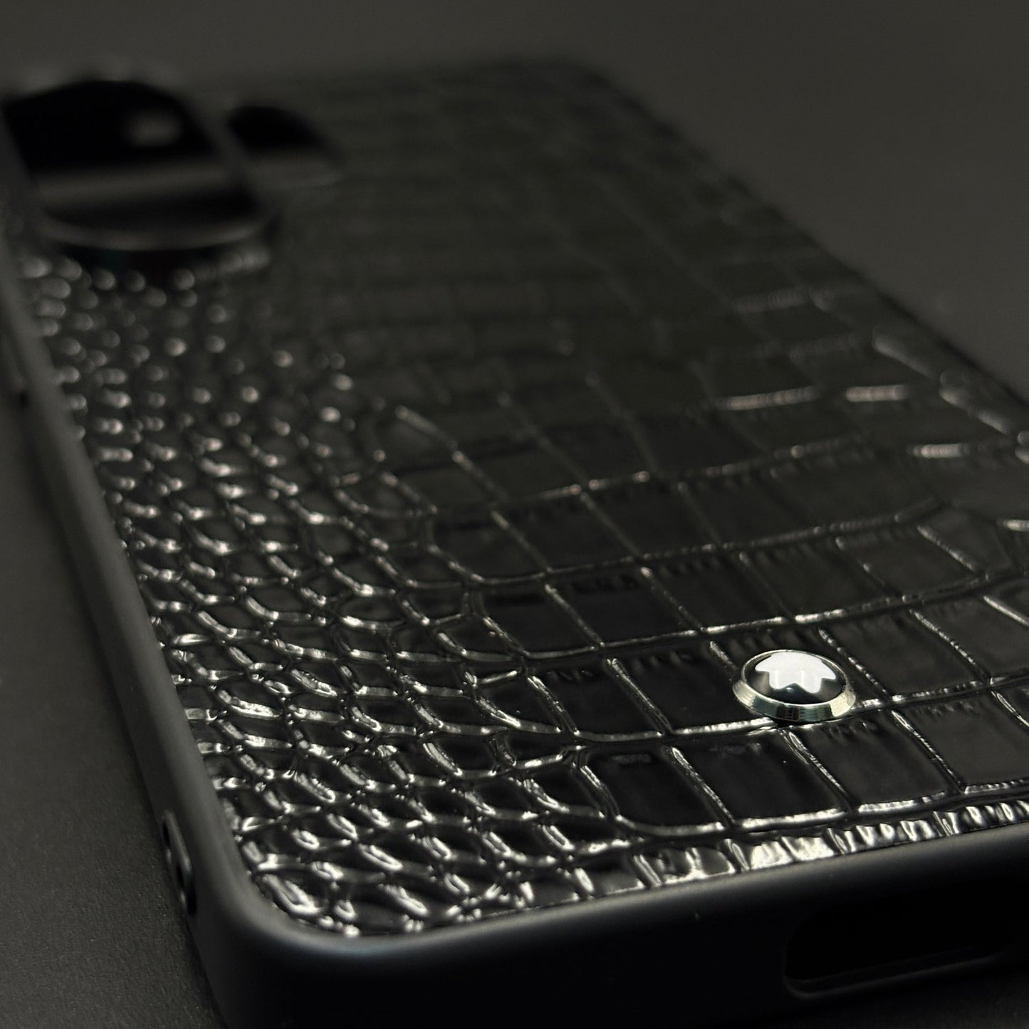 MB Logo Croc Texture Leather Style Mobile Case Cover for Samsung Galaxy S26 Ultra
