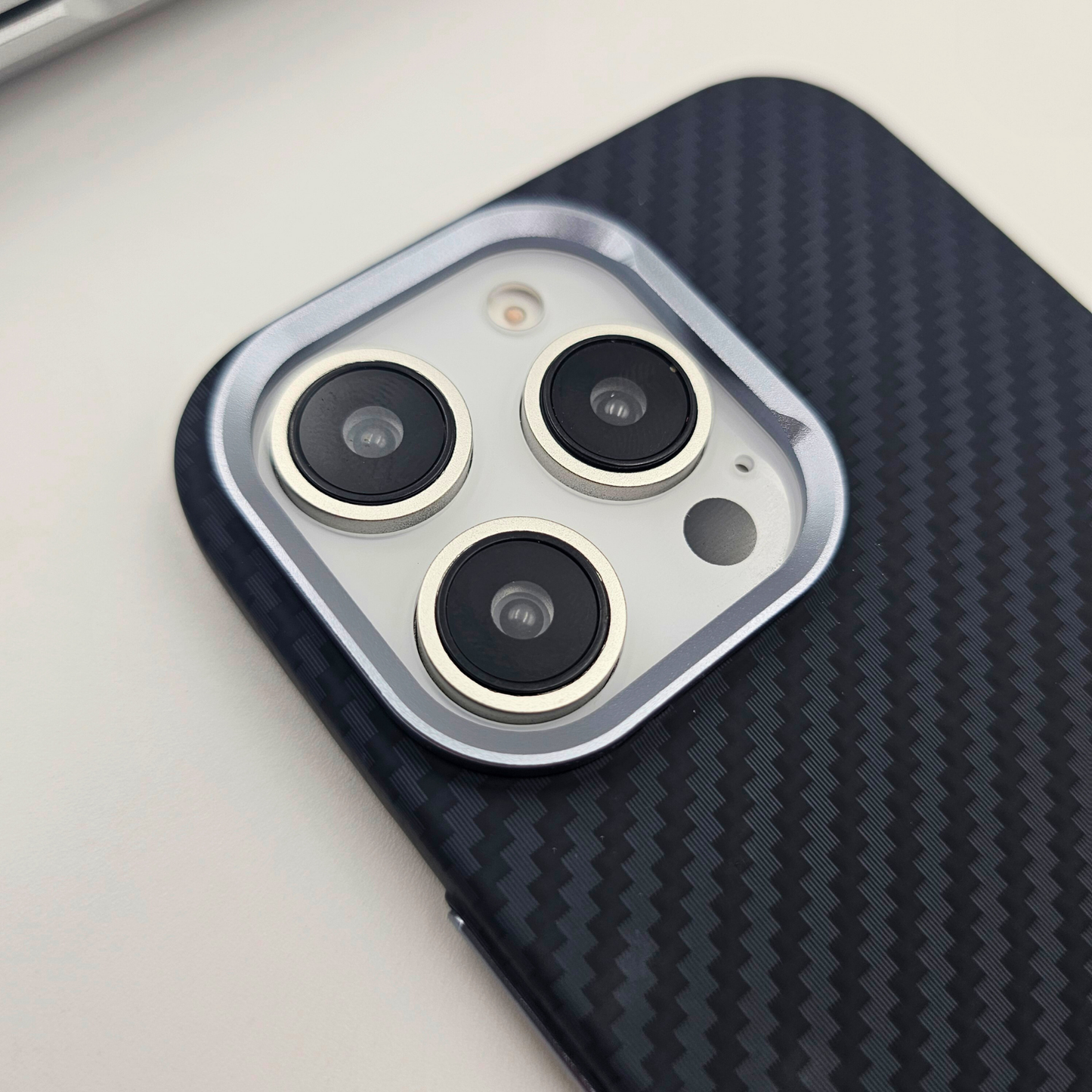iPhone Series Black Premium Slim Case | Rare Aramid Texture Finish | Real Carbon Fibre Feel | Hidden MagSafe