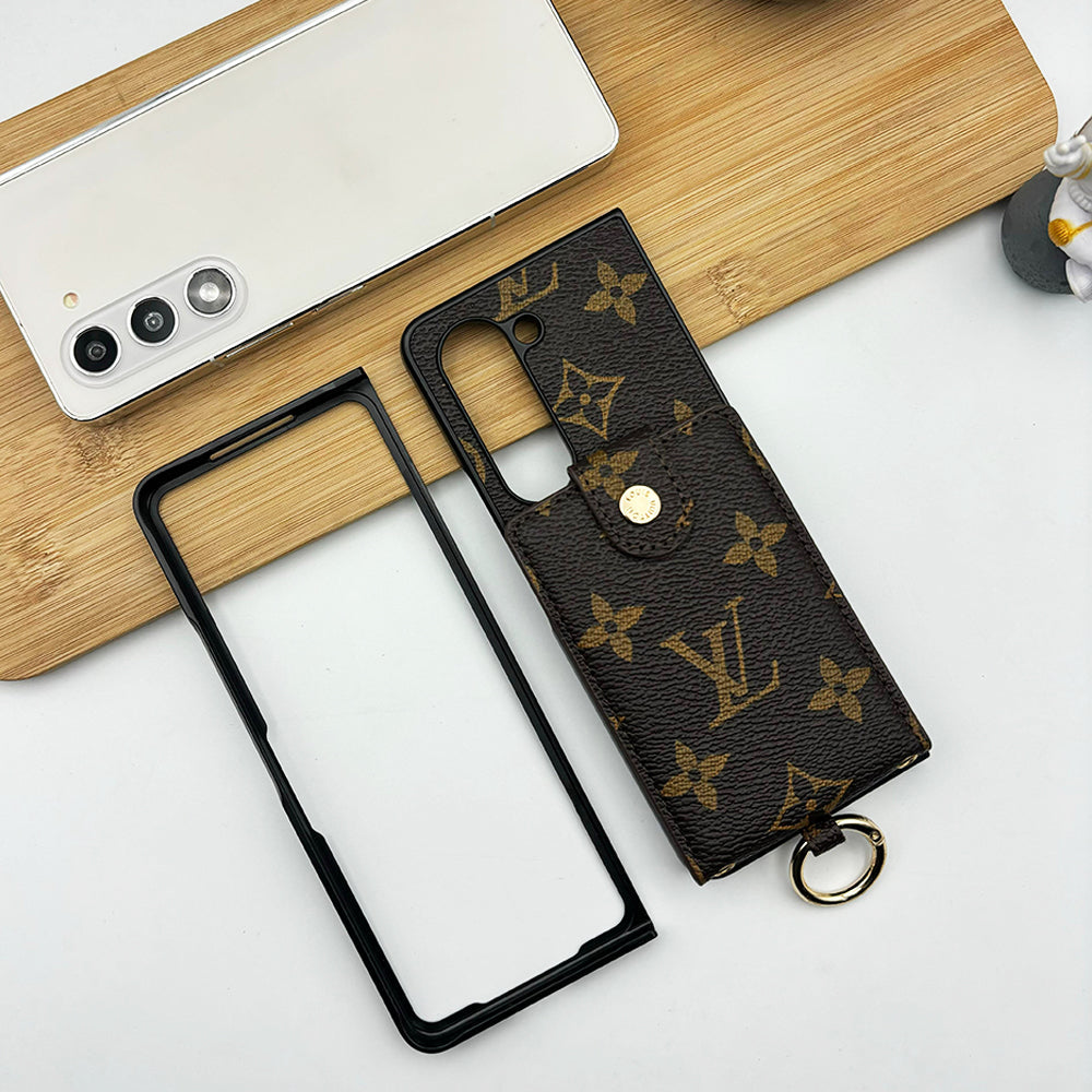 Samsung Galaxy Z Fold 6 Luxury Brand PU leather Wallet Case Cover With Metal Ring Holder