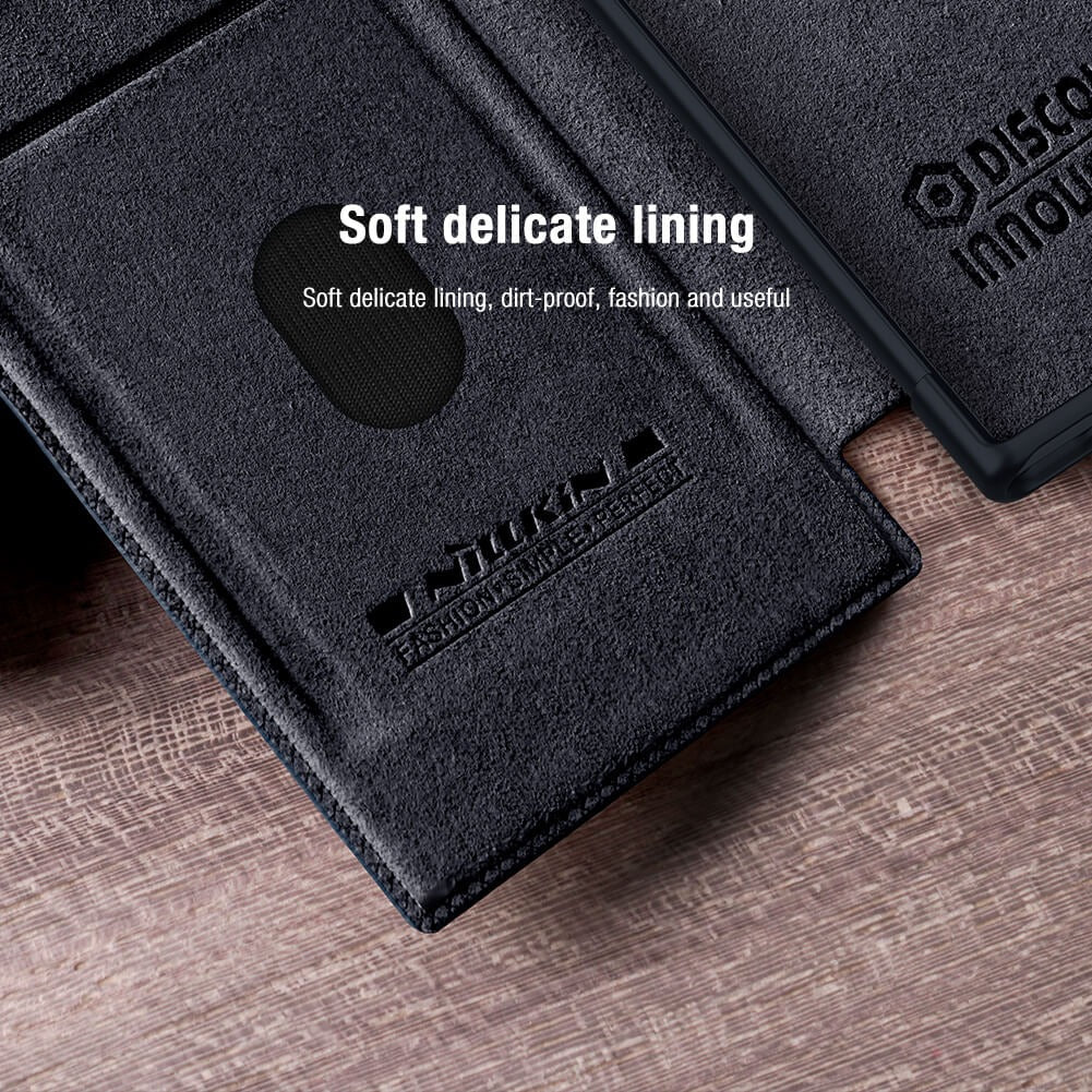 Samsung Galaxy S25 Ultra Camera Protection QIN Leather Flip Case Black