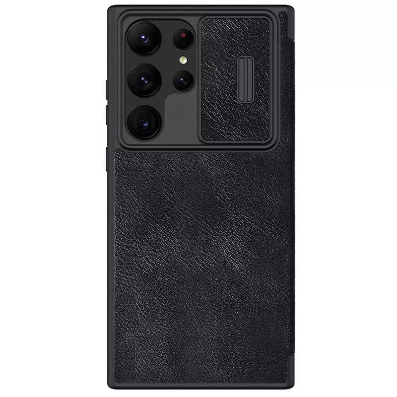 Samsung Galaxy S25 Ultra Camera Protection QIN Leather Flip Case Black
