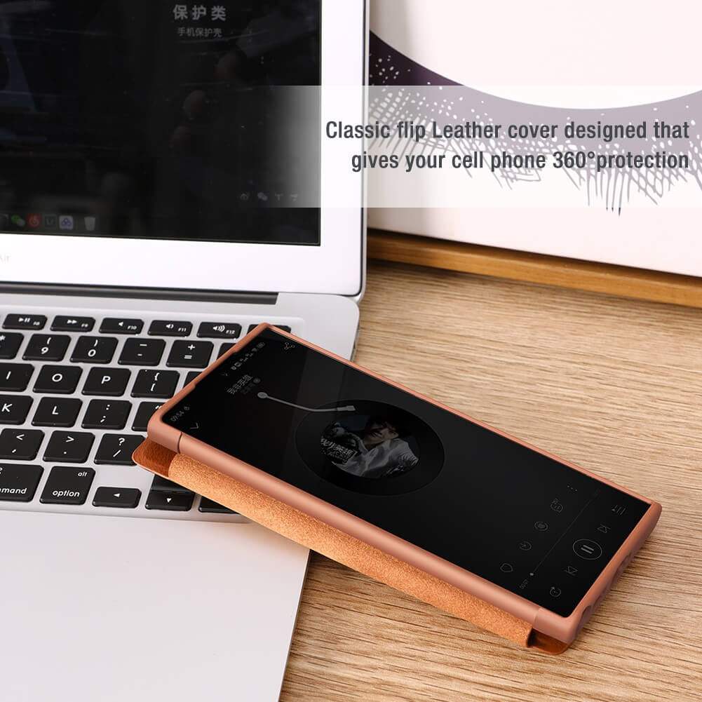 Samsung Galaxy S25 Ultra Camera Protection QIN Leather Flip Case Black