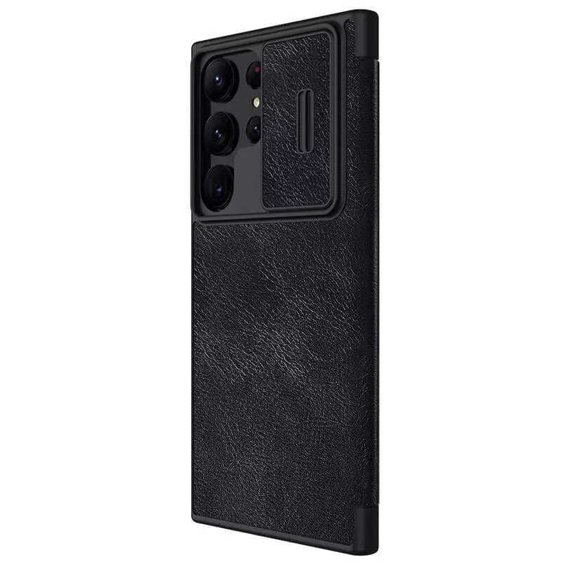 Samsung Galaxy S25 Ultra Camera Protection QIN Leather Flip Case Black