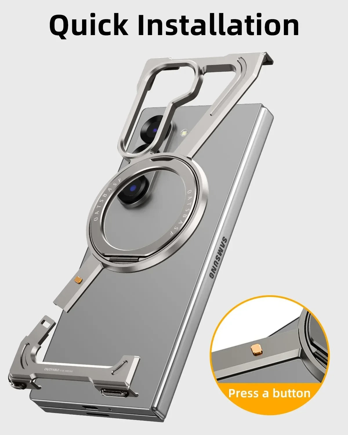 Hidden MagSafe Leather Case for Samsung Galaxy Z Fold 5 | Magnetic Wireless Charging Protective Cover