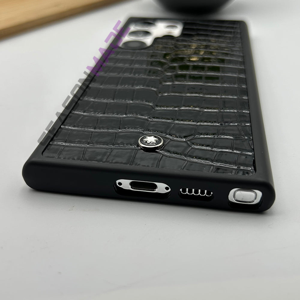 Samsung Galaxy S24 Ultra Croc Pattern MB Logo PU Leather Case Cover