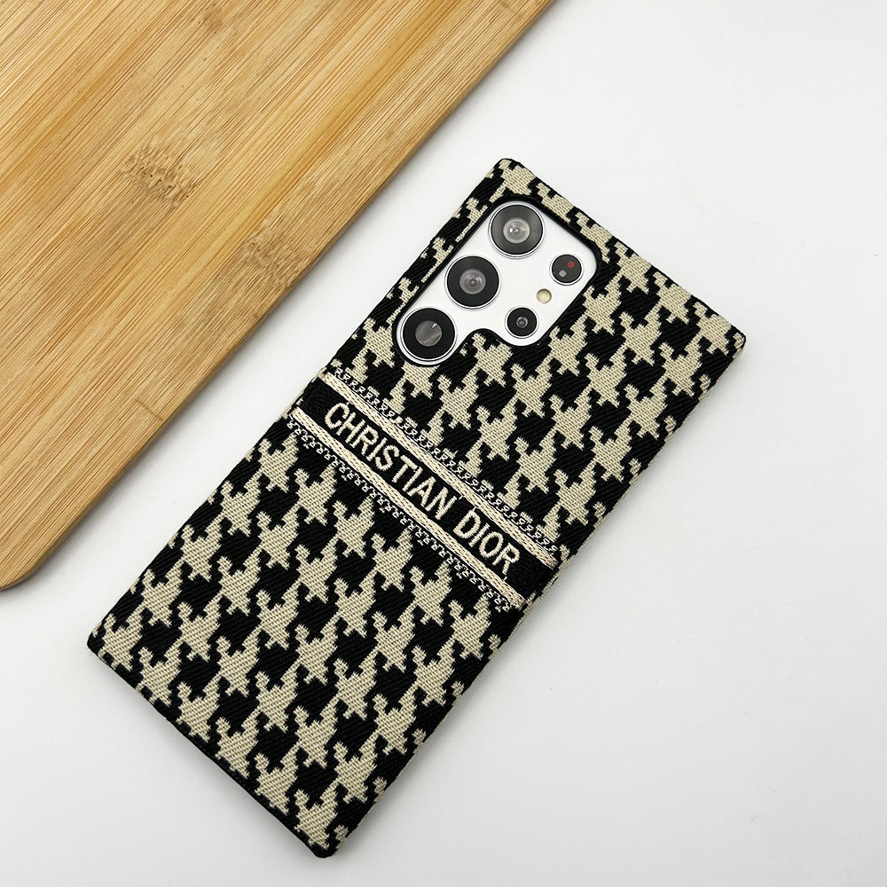 Embroidered Designer Fabric CD Case for Samsung Galaxy S24 Ultra | Sophisticated Slim Cover