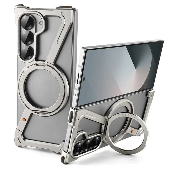 Hidden MagSafe Leather Case for Samsung Galaxy Z Fold 5 | Magnetic Wireless Charging Protective Cover