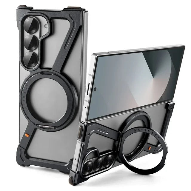 Hidden MagSafe Leather Case for Samsung Galaxy Z Fold 5 | Magnetic Wireless Charging Protective Cover