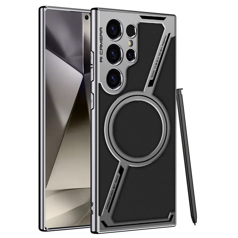 Detachable Metal Ring MagSafe Case for Samsung Galaxy S25 Ultra | Hybrid Armor Design with Magnetic Stand