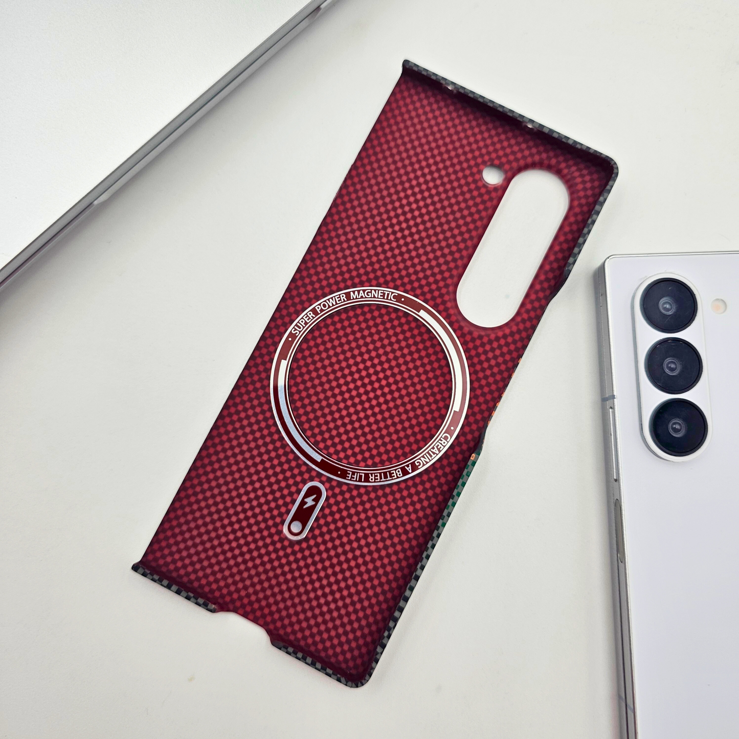 Samsung Galaxy Z Fold 5 Pixelated Premium Slim Case | Rare Aramid Texture Finish | Real Carbon Fibre Feel | Hidden MagSafe