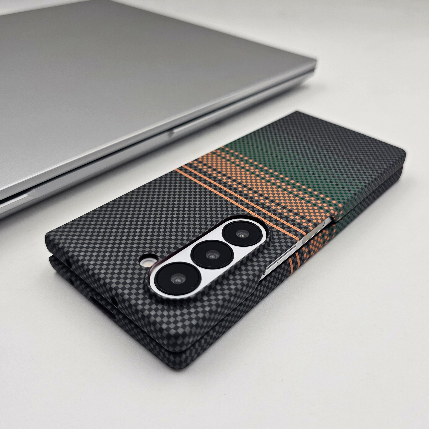 Samsung Galaxy Z Fold 5 Pixelated Premium Slim Case | Rare Aramid Texture Finish | Real Carbon Fibre Feel | Hidden MagSafe