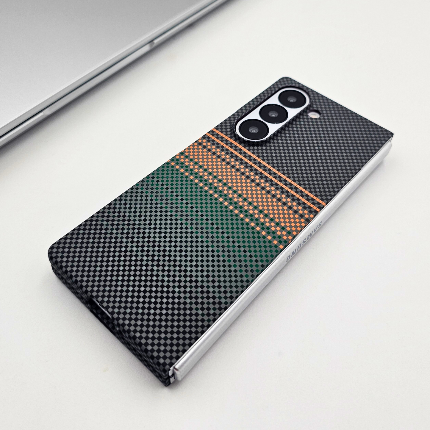 Samsung Galaxy Z Fold 5 Pixelated Premium Slim Case | Rare Aramid Texture Finish | Real Carbon Fibre Feel | Hidden MagSafe