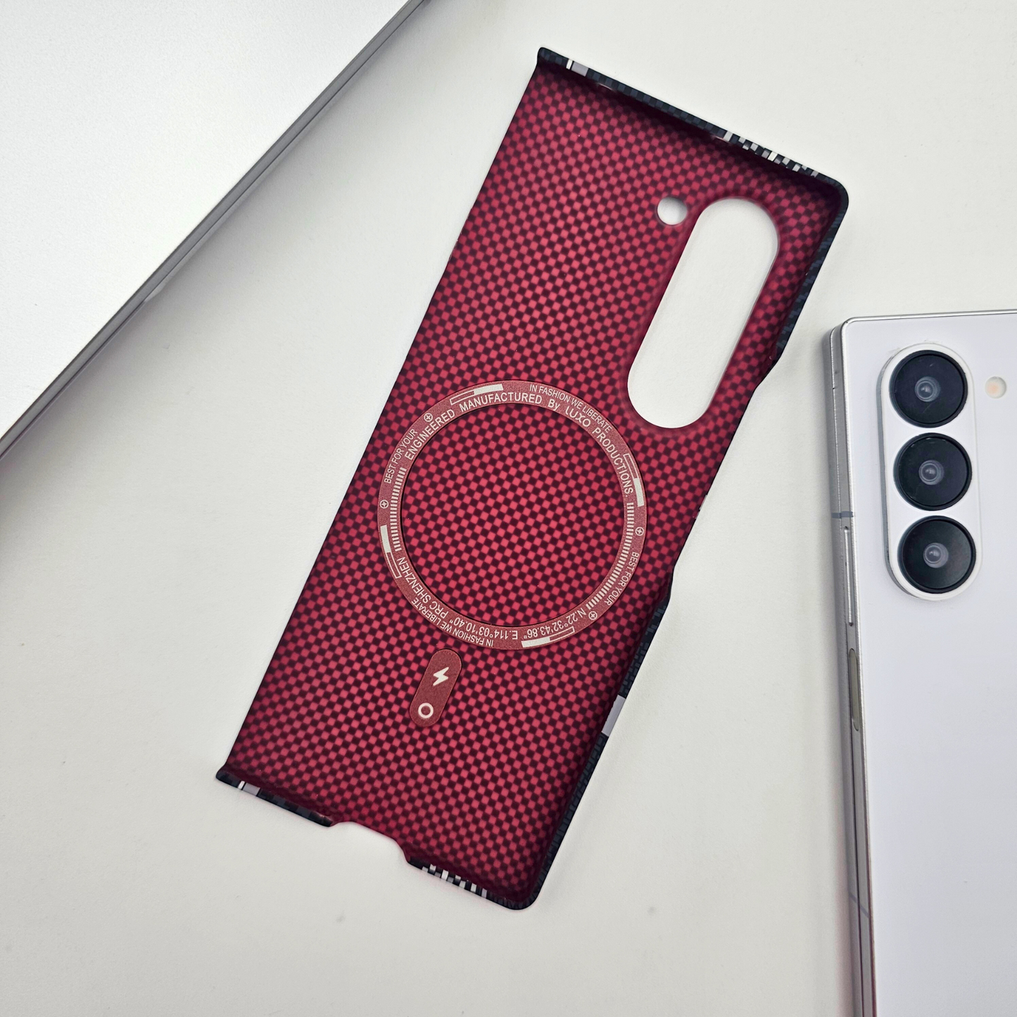 Samsung Galaxy Z Fold 5 Striped Black Premium Slim Case | Rare Aramid Texture Finish | Real Carbon Fibre Feel | Hidden MagSafe