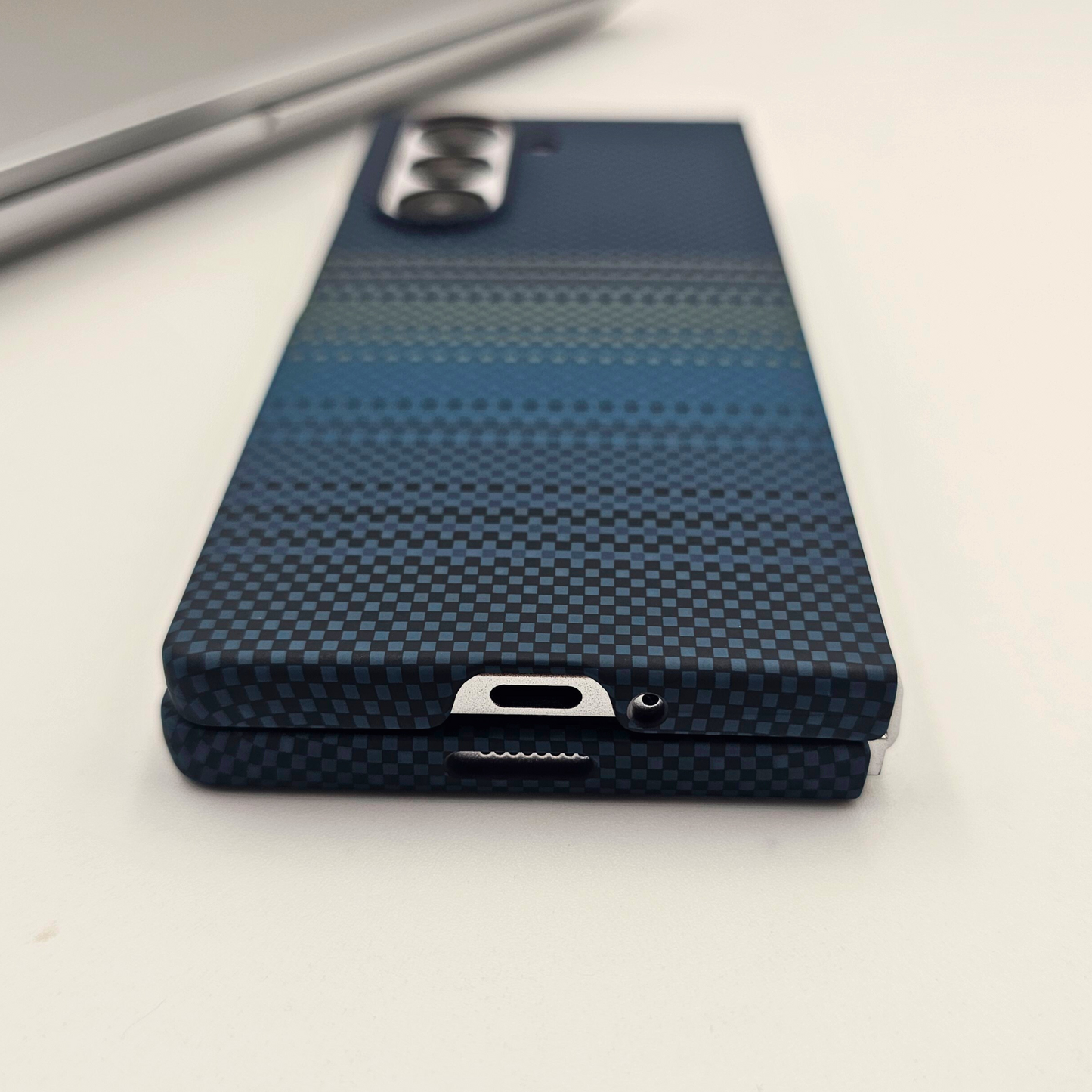 Samsung Galaxy Z Fold 5 Teal Premium Slim Case | Rare Aramid Texture Finish | Real Carbon Fibre Feel | Hidden MagSafe