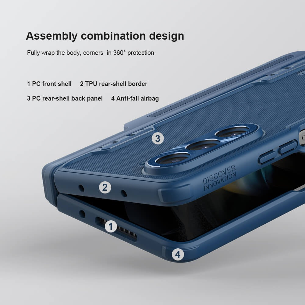 Samsung Galaxy Z Fold 5 Nillkin Frost Shield With S Pen Slot And Stand Case Cover Blue Clearance Sale