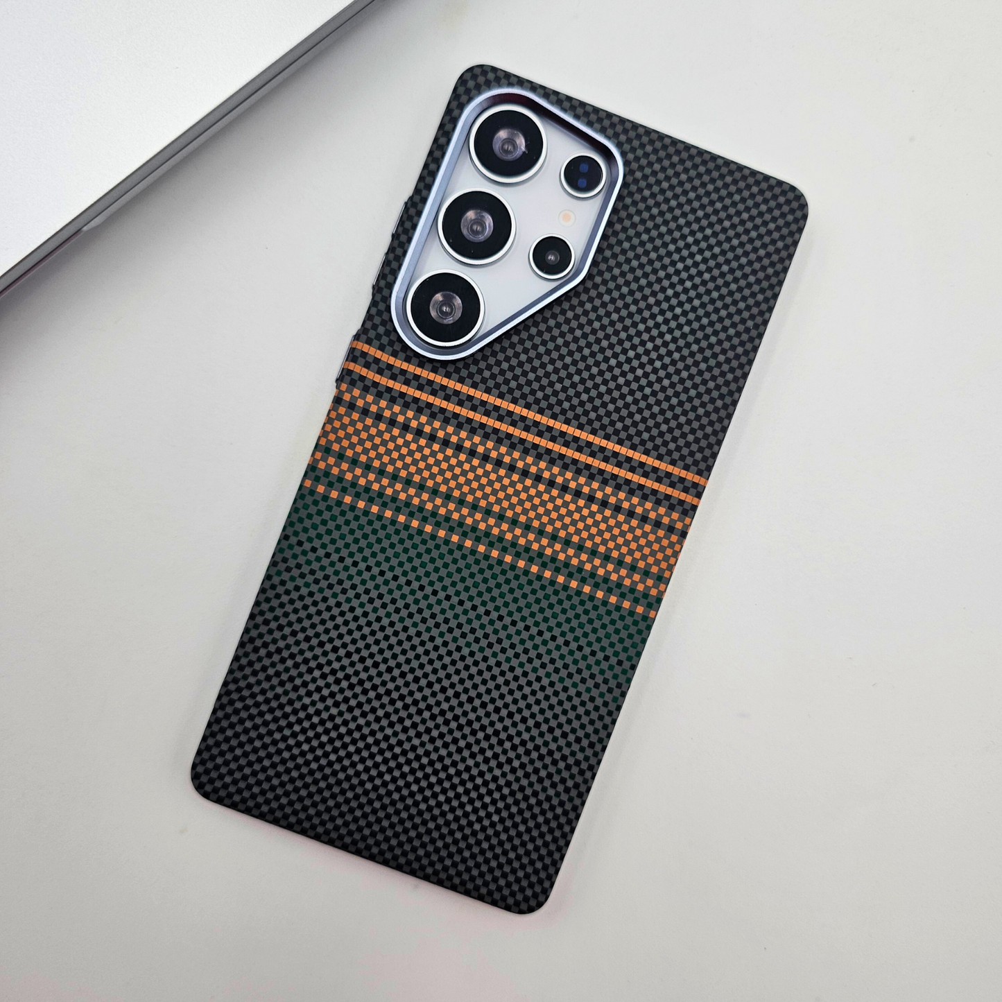 Pixelated Premium Slim Case for Samsung Galaxy S24 Ultra | Rare Aramid Texture Finish | Real Carbon Fibre Feel | Hidden MagSafe