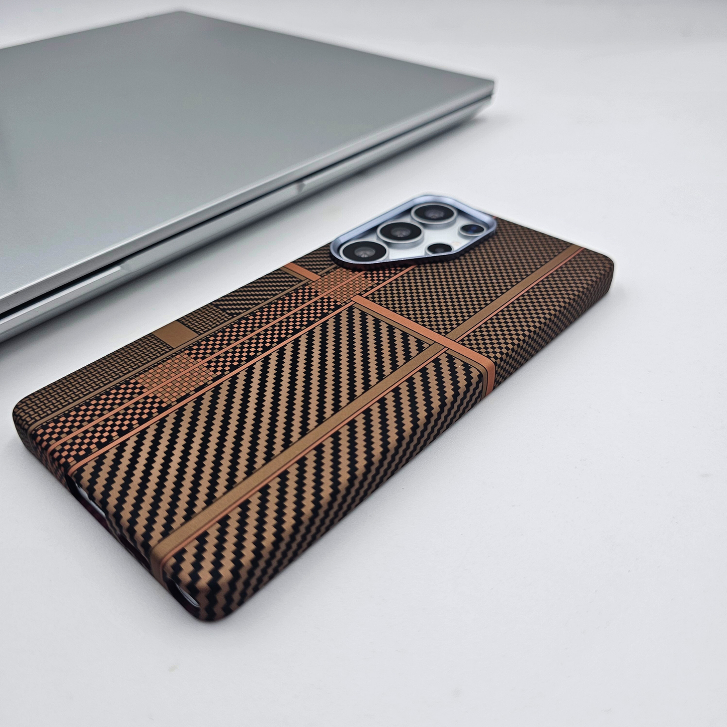 Samsung Galaxy S24 Ultra Desert Brown Premium Slim Case | Rare Aramid Texture Finish | Real Carbon Fibre Feel | Hidden MagSafe