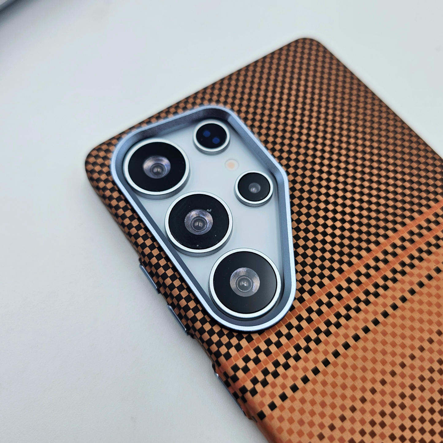 Samsung Galaxy S24 Ultra Pixelated Brown Premium Slim Case | Rare Aramid Texture Finish | Real Carbon Fibre Feel | Hidden MagSafe