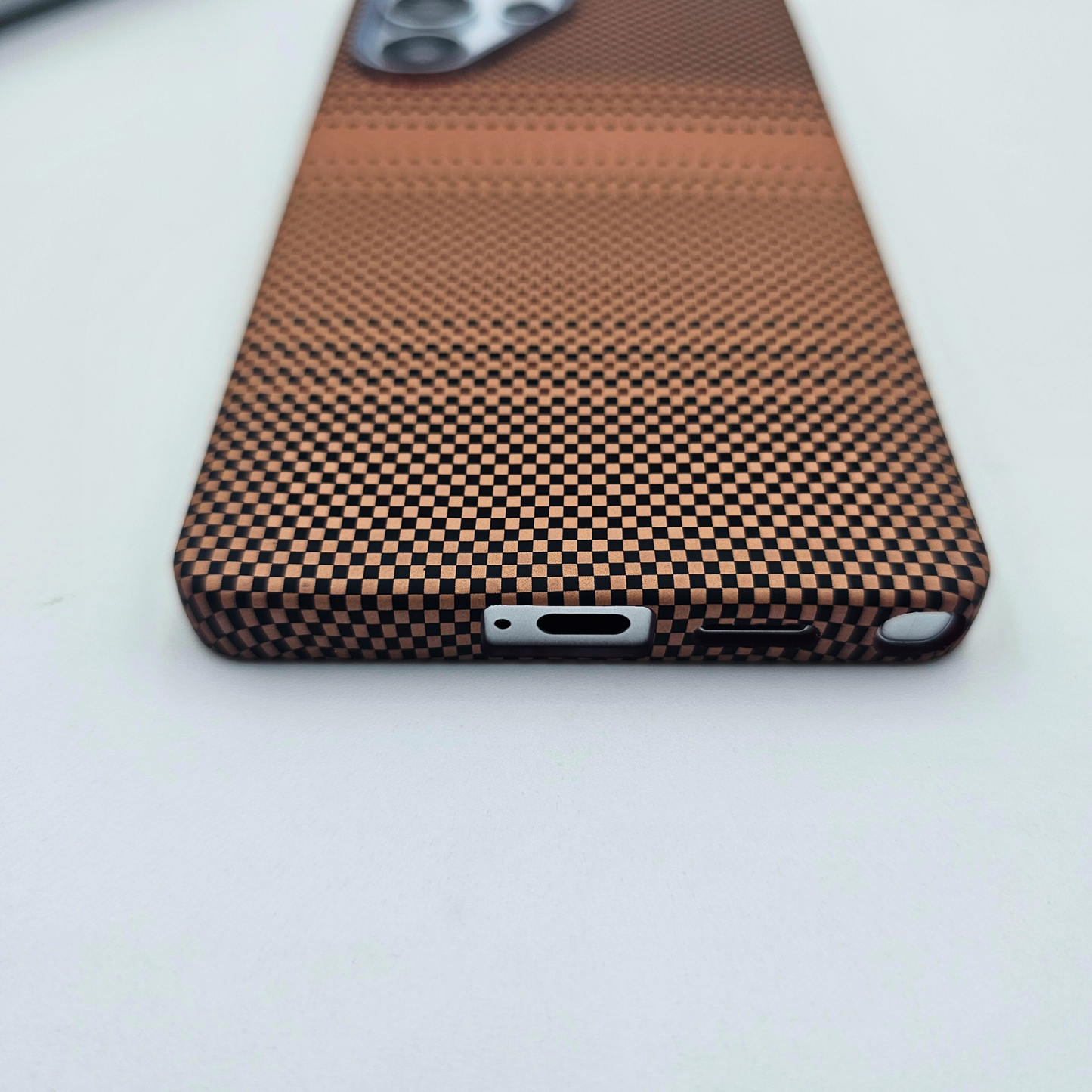Samsung Galaxy S24 Ultra Pixelated Brown Premium Slim Case | Rare Aramid Texture Finish | Real Carbon Fibre Feel | Hidden MagSafe
