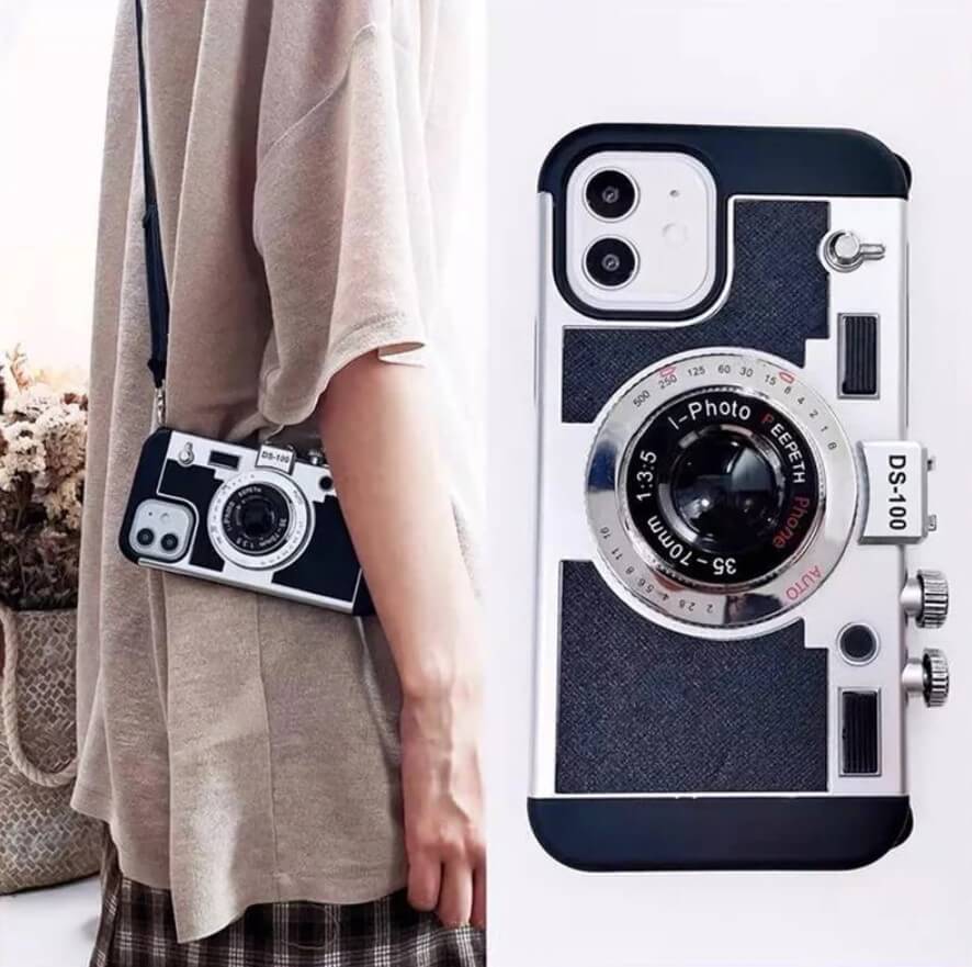 3D Vintage Camera Case for iPhone Series | Retro Designer | Detachable Sling
