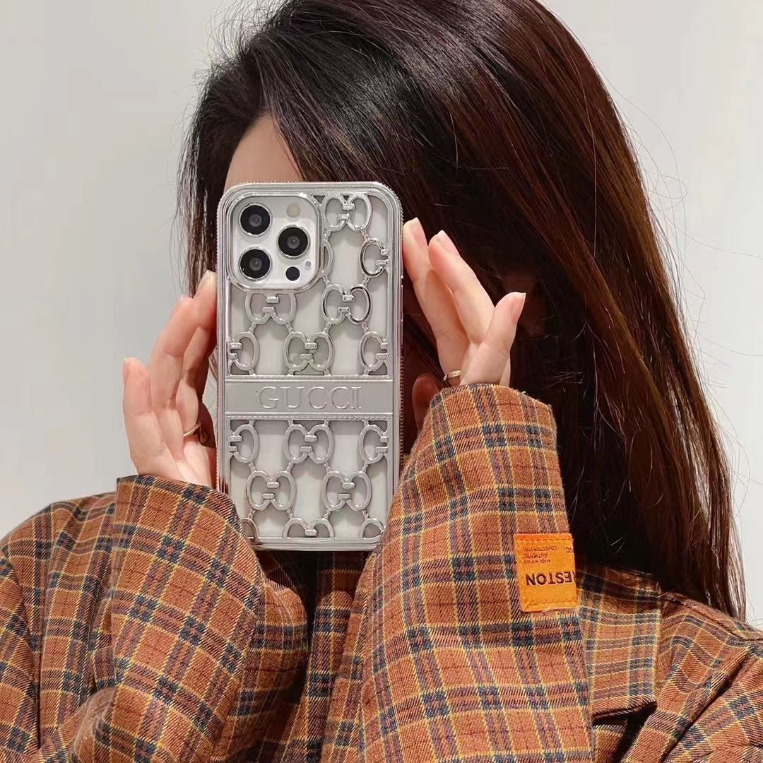 iPhone 13 Series Luxury Brand GG Chrome Case Cover Clearance Sale