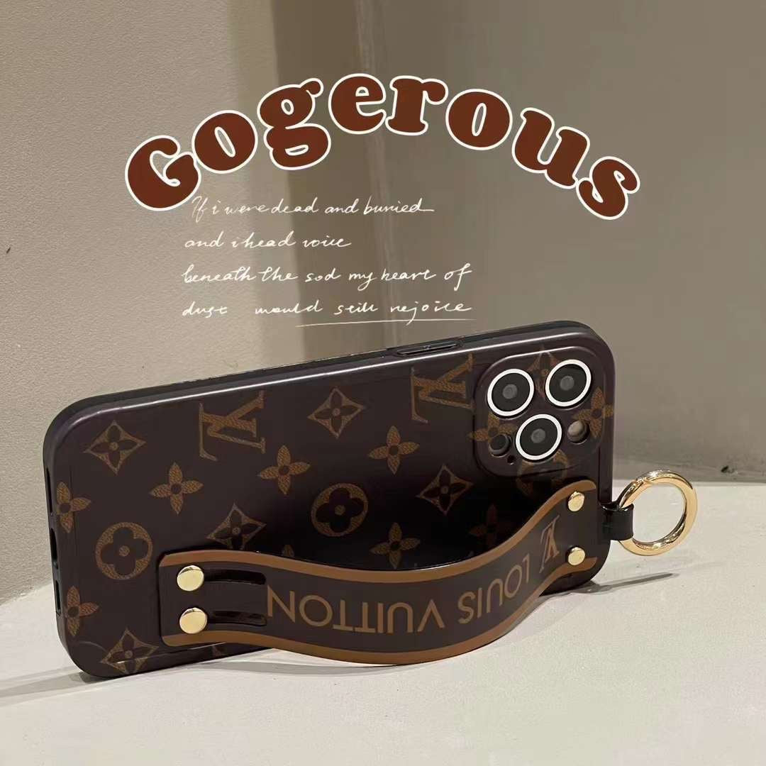 iPhone 15 Series Luxury Brand Strap Belt Case Cover Brown