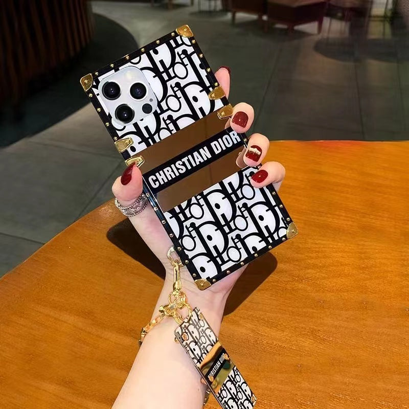 iPhone 14 Series Luxury Brand CD Trunk Phone Case With Chain