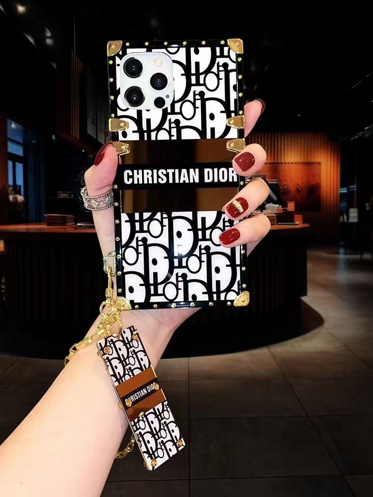 iPhone 14 Series Luxury Brand CD Trunk Phone Case With Chain
