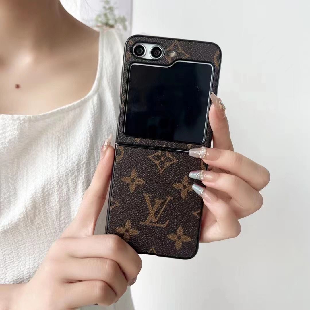 Samsung Galaxy Z Flip 7 FE Luxury Leather Case Brown