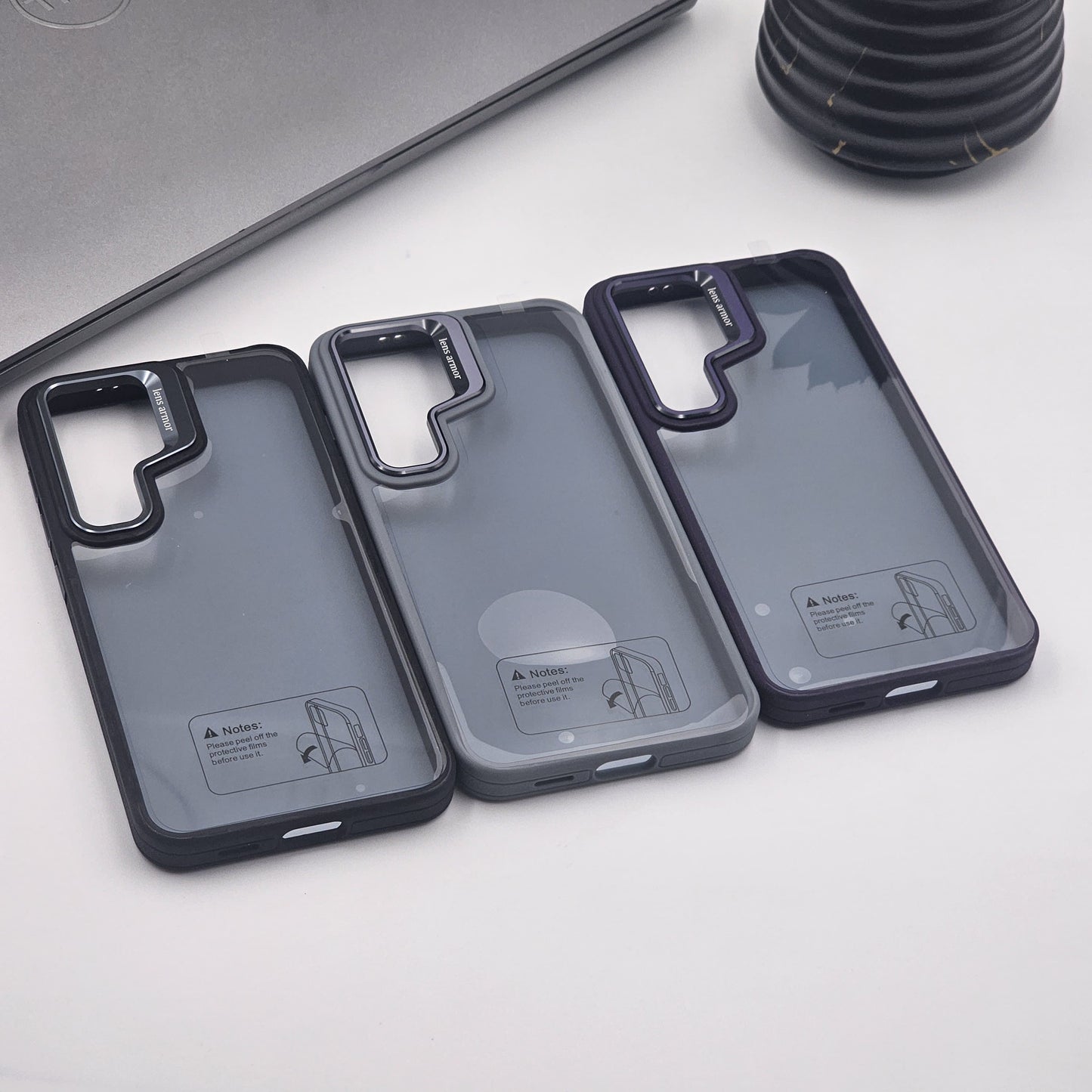 Samsung Galaxy S24 Plus Smokey Finish Transparent Metal Camera Bump Case