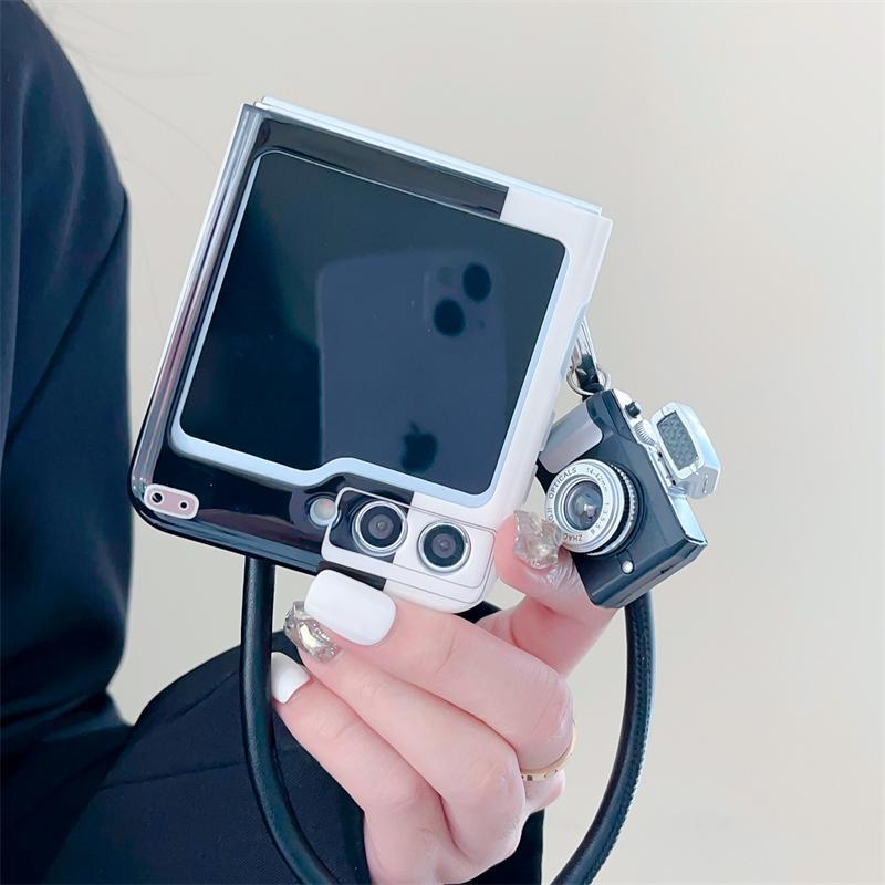 Vintage Camera Case with Flash & Sling for Samsung Galaxy Z Flip 6 | Retro Design | Functional LED Light
