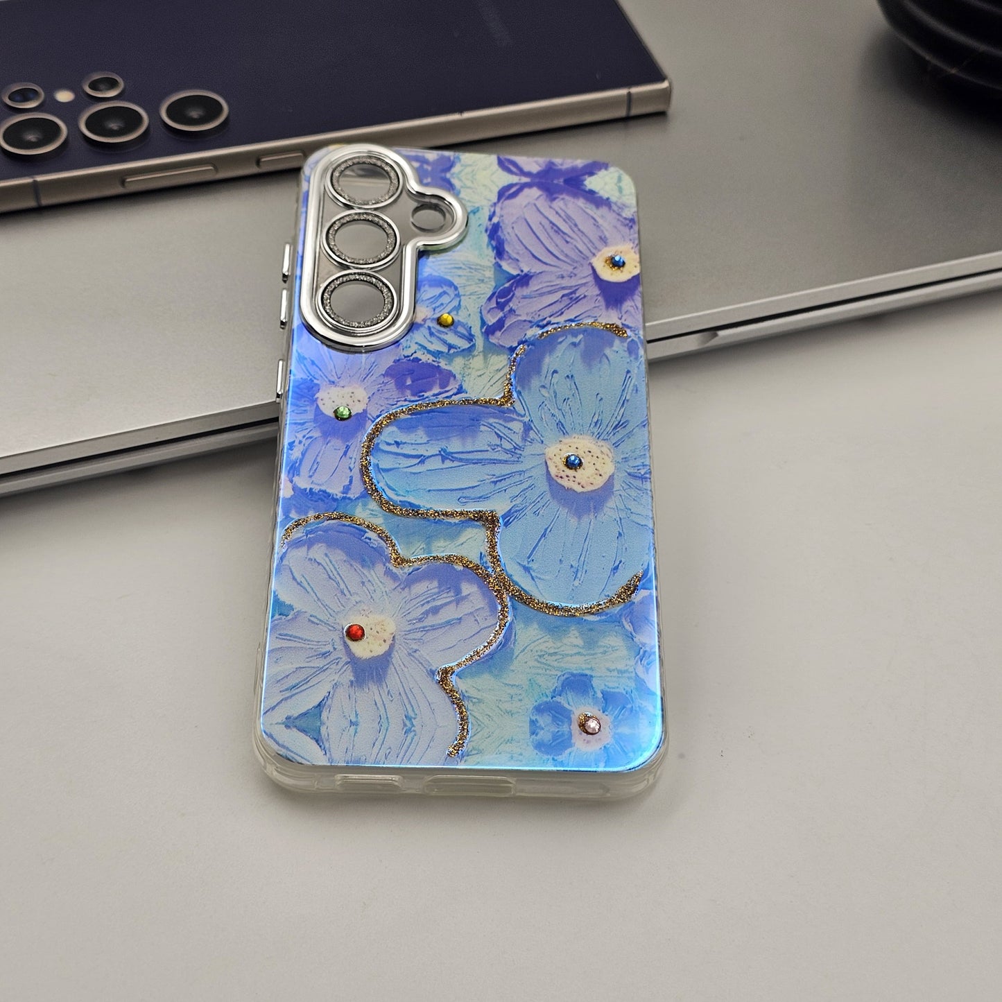 Samsung Galaxy S24 Plus 3D Floral Painting Shimmer Case
