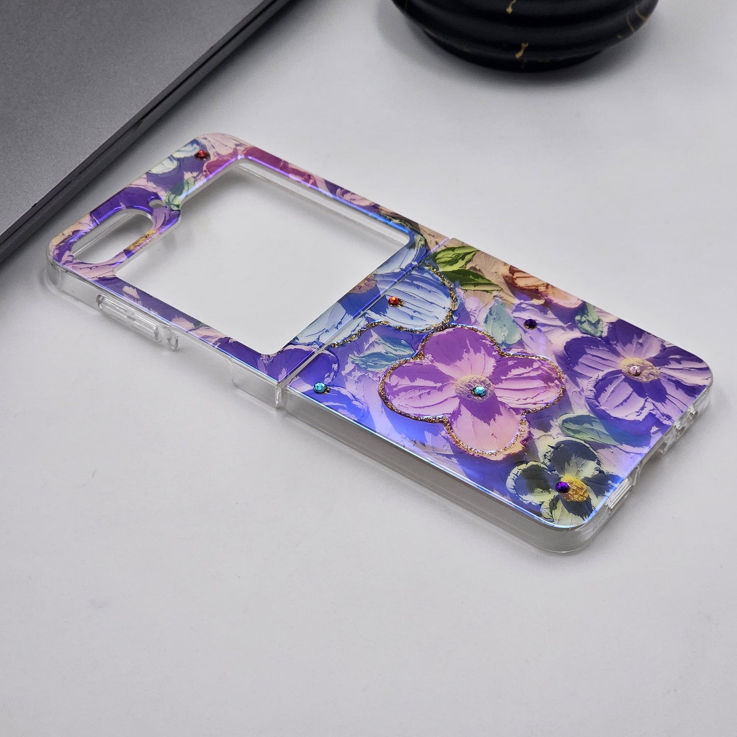 Samsung Galaxy Z Flip 6 3D Floral Painting Shimmer Case
