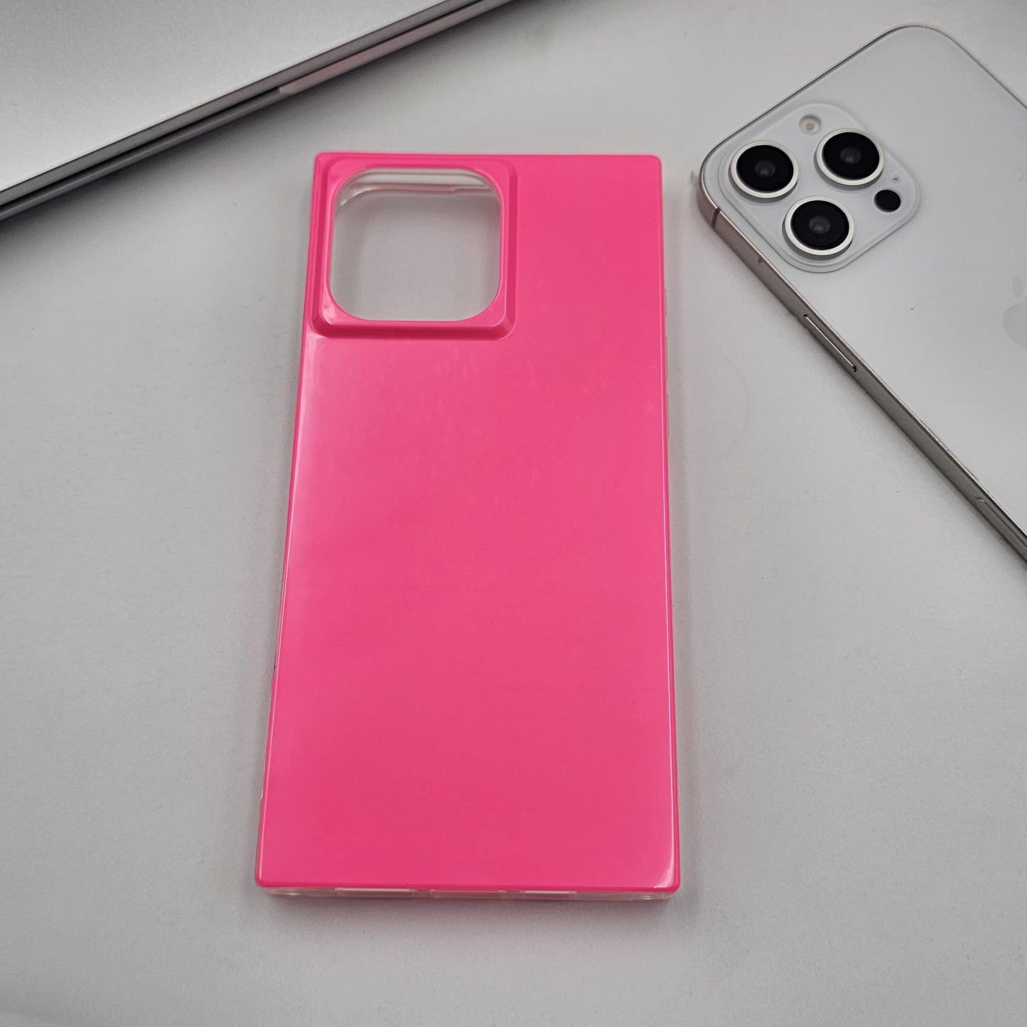 iPhone Fluorescent Square Shape Design Neon Color Solid Case