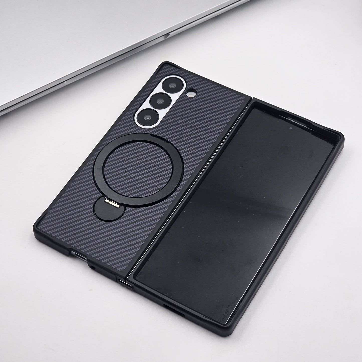 Carbon Fiber MagSafe Case for Samsung Galaxy Z Fold 6 | Rotating Ring Stand | Ultra Slim & Magnetic